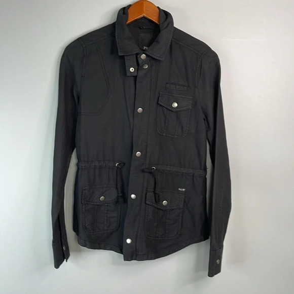 VOLCOM Day Dreamer Linen Blend Utility Jacket Black Zip Snap Drawstring Size S - Picture 14 of 14